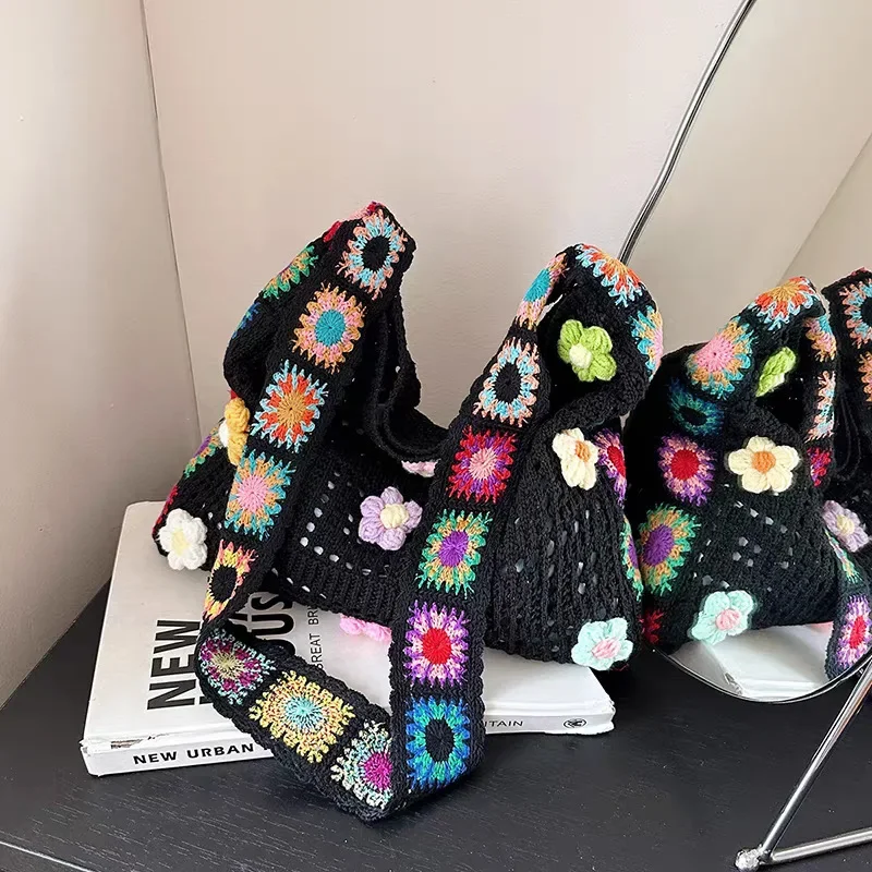 

Flower High Beauty Hollow Out Woven Shoulder Bag Commuter Handbag for Women Casual