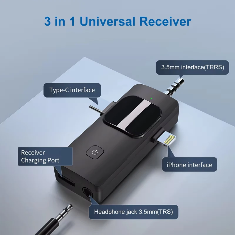 3 IN 1 Wireless Microphone Universal Receiver for Support IPhone Android Phone IPad Computer Camera Sound Card Recording