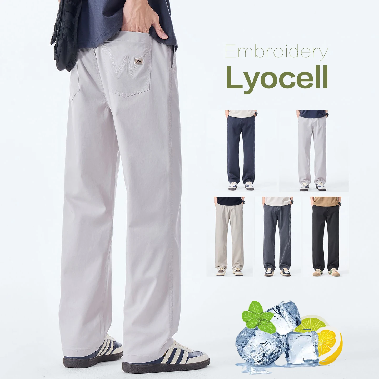 

Brand Clothing Men's Spring Summer Straight Leg Pants Simple Style Casual Trousers Streetwear Multicolor Dark Gray Light Apricot
