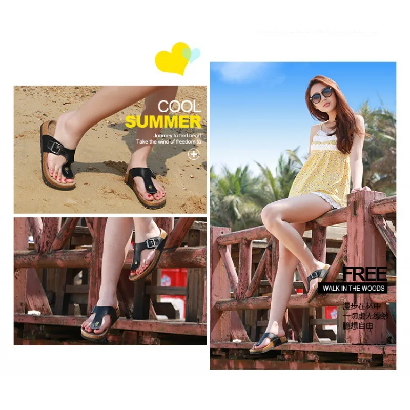 2023 Women Men Summer Fashion Cork Sandals Beach Gladiator Buckle Strap Sandals Shoes women Flat Casual Beach Sandals Size 35-45