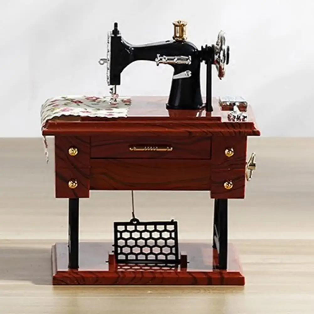 Retro Music Box Mini Music Box Vintage Sewing Machine Music Box Mini Hand Wind-up Musical Christmas Anniversary Birthday for Mom