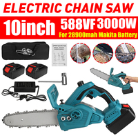 10 inch 3000W Cordless Oil Electric Pruning Chain Saw Handheld Rechargeable Woodworking Cutting Tool For Makita 18V Battery