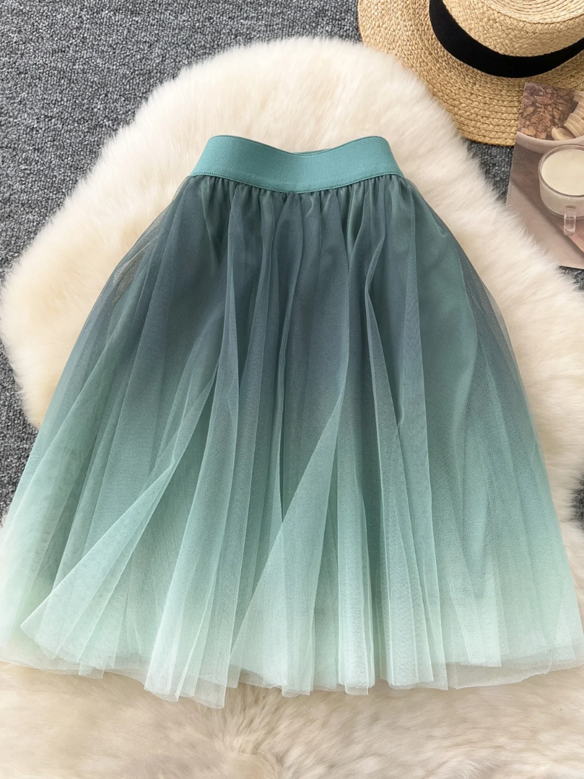 

Юбка Color Me f, женская пышная юбка трапециевидной формы с высокой талией, корейская юбка средней длины для поездок на работу