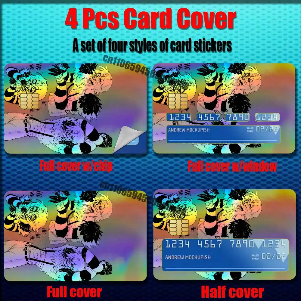 For Creepypasta Laughing Jack Credit Bank Sticker ID Access Card Cover Skin Rainbow Color Laser Stickers Film