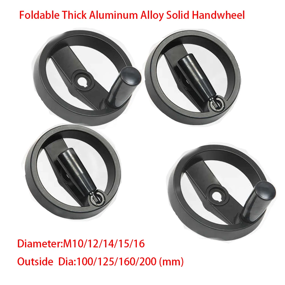 Foldable Thick Aluminum Alloy Solid Handwheel M10/12/14/15/16 Double Spoke Handwheel With Keyway Milling Machine CNC Accessories