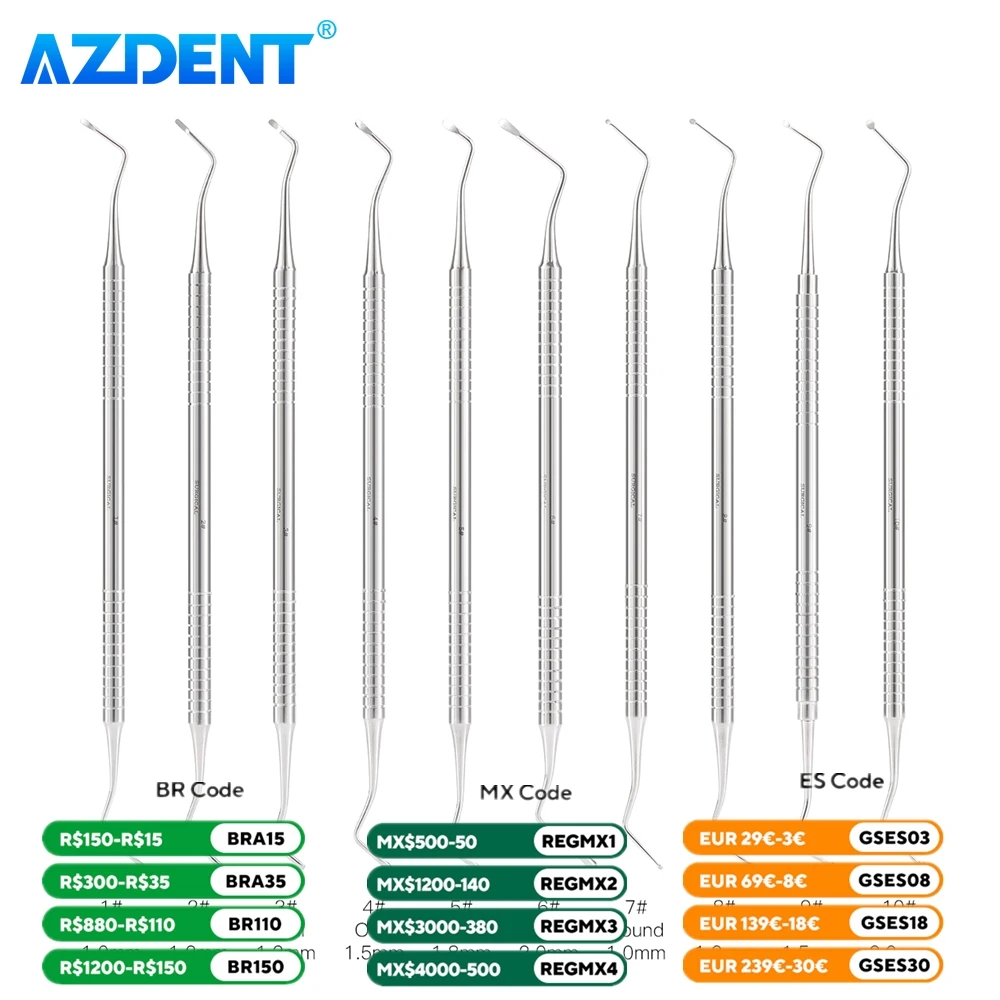 Dental Spoon Excavators Double Ended AZDENT Endo Restorative Instruments Stainless Steel Tooth Cavity Carious Decay Tool