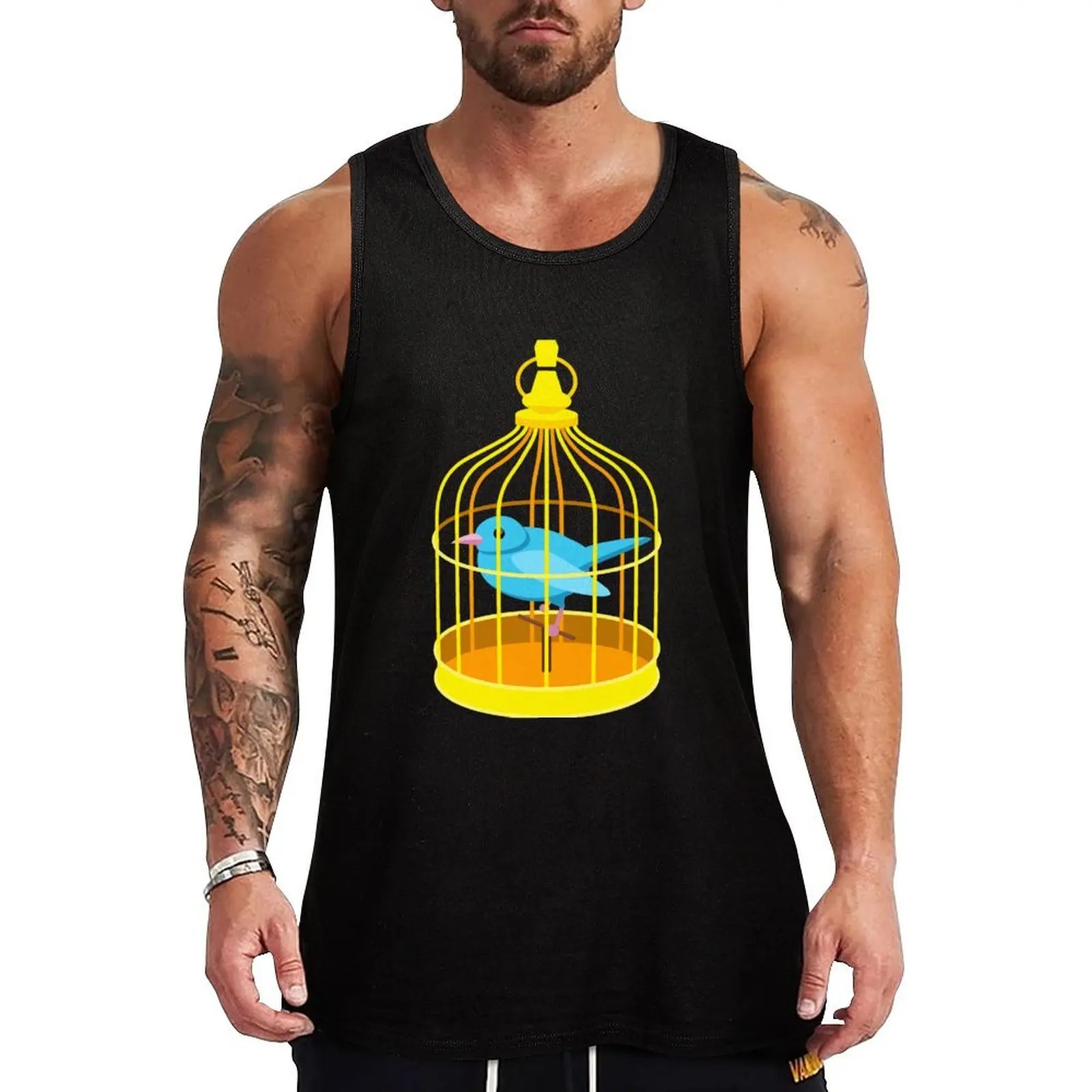 

Blue Bird Lamentation Tank Top Casual Work Tank Top Utility Sleeveless Shirt