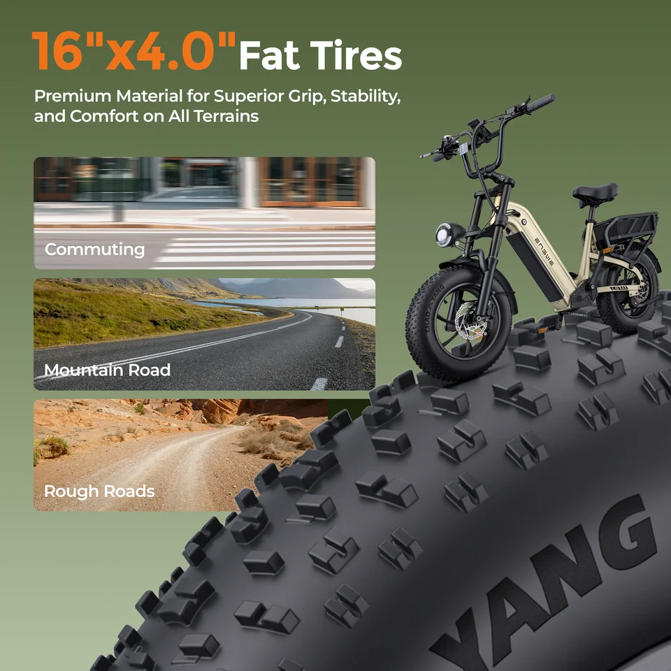 ENGWE L16 750W Electric Bike, 1500W Peak, 48V 18Ah, 28 MPH, 70-Mile Range, 16x4 Fat Tires, Hydraulic Disc Brakes, 7-Speed image 8