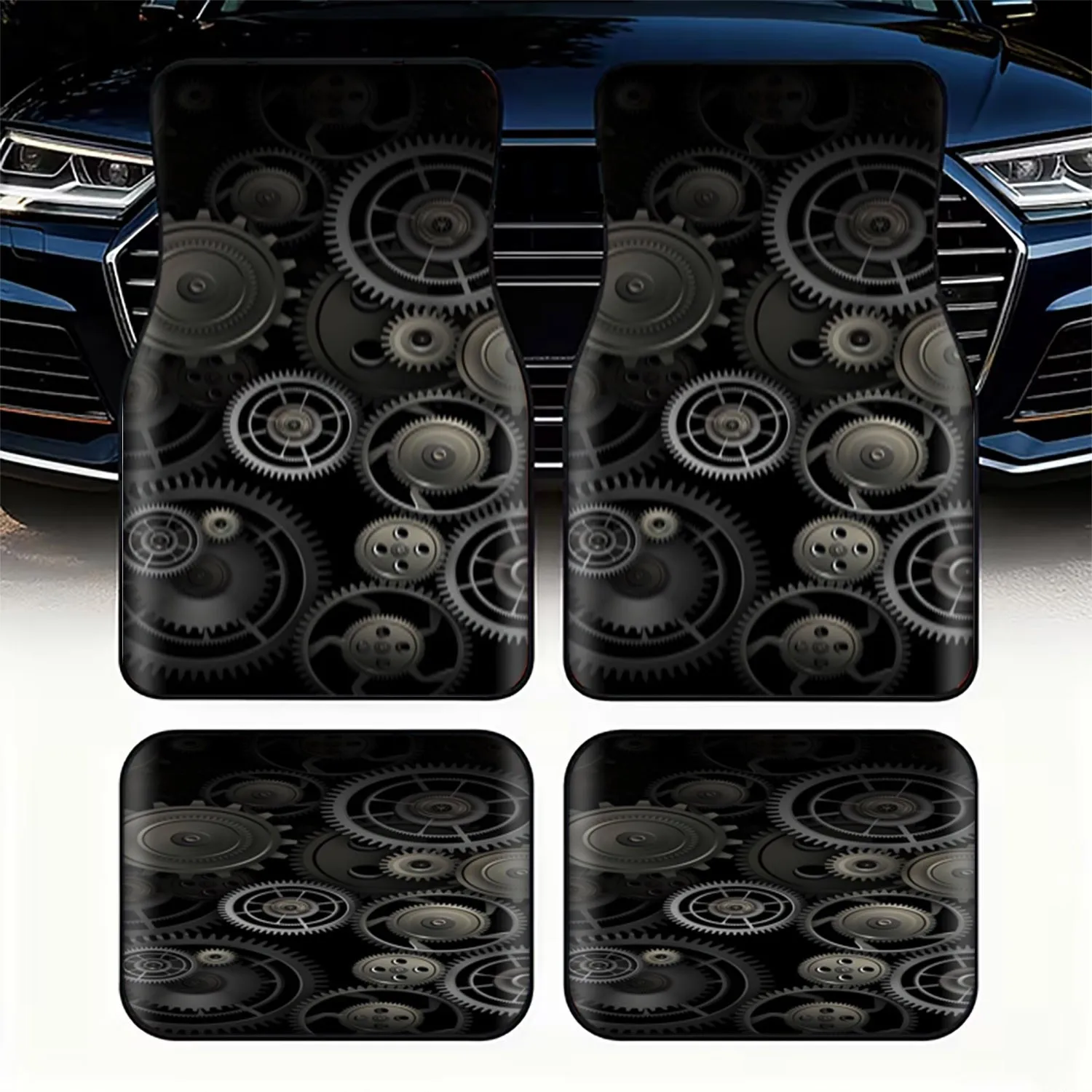 4pcs Car Floor Mats, Material, Precision Gear Design, For Auto Interior Use, Universal Fit For Cars, Durable & Stylish, Enhance
