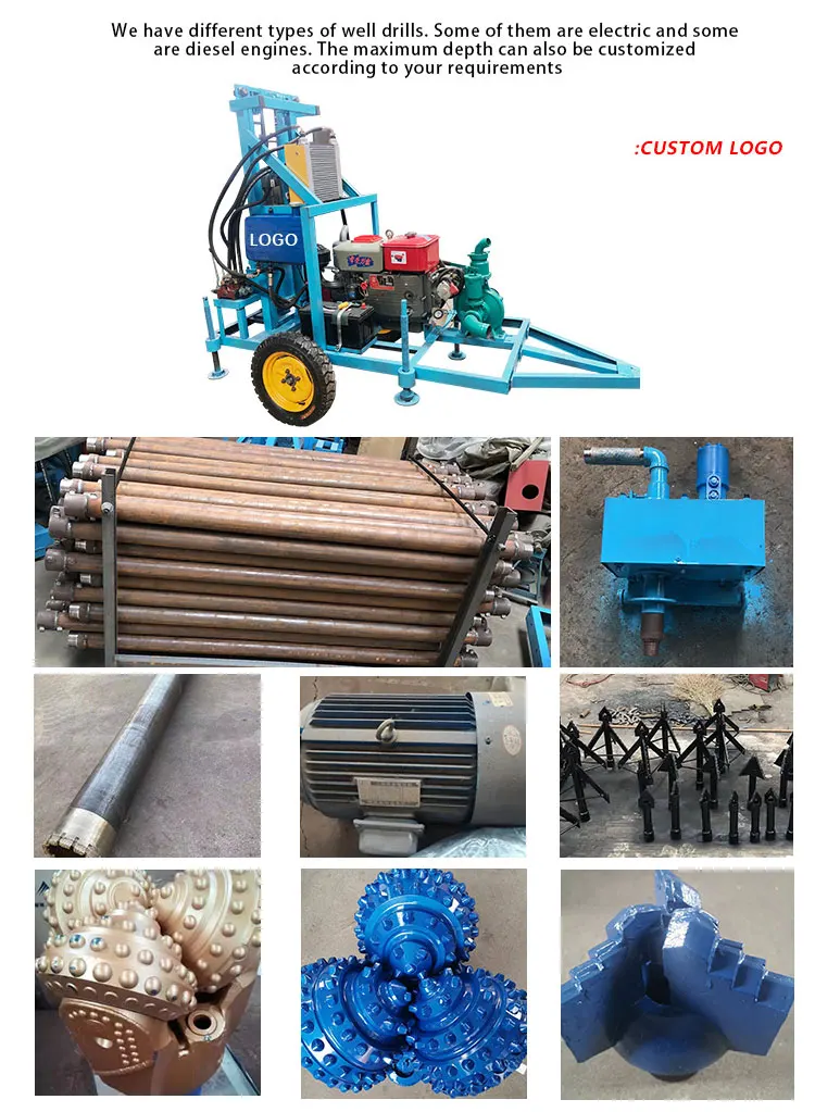 Mobile Water Well Drilling Rig 100m 150m Diesel Powered Deep Borehole Machine for Farms and Rural Construction