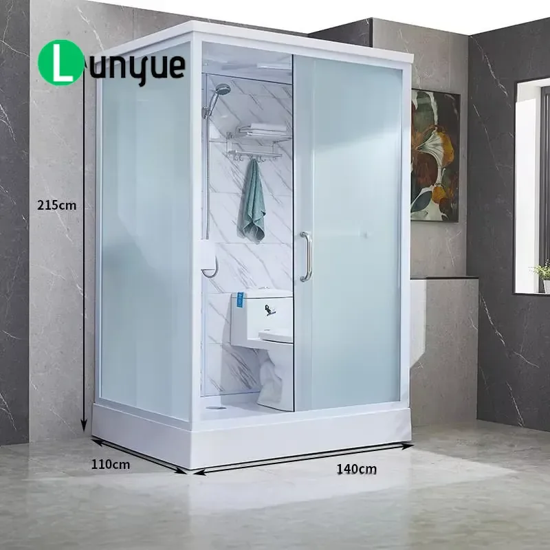 Modern Bathroom Unit Sliding Design Rectangle Acrylic Tray Aluminium Frame Shower and Toilet Combo Space Saving Durable