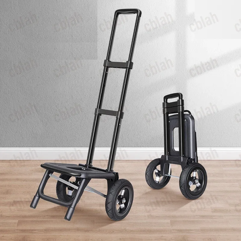 21cm Big Wheels Shopping Trolley Aluminum Alloy Pull Rod Portable Folding Cart Telescopic Hand Truck Luggage Trailer Grocery