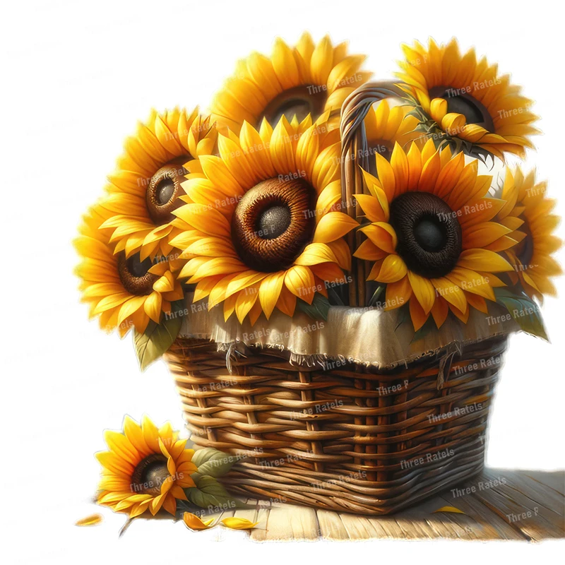 Three Ratels QCF345 Beautiful Sunflower Bouquet Room Art Decoration Stickers Waterproof Car Stickers