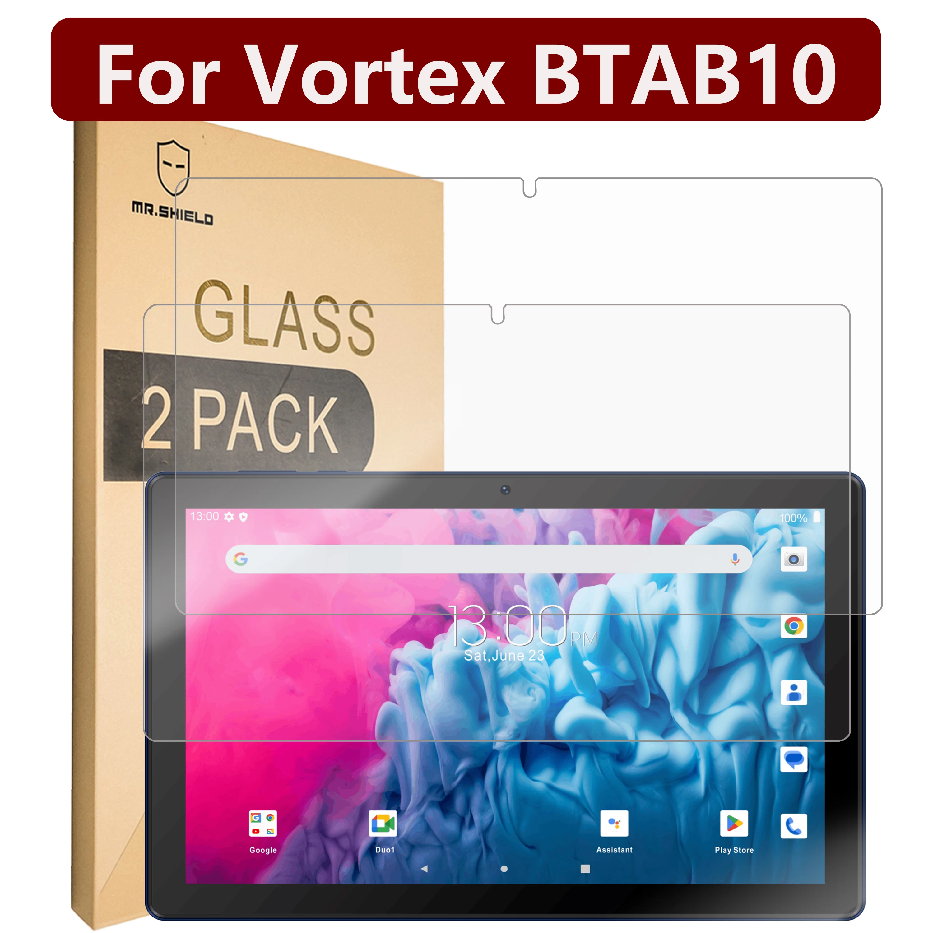 

Mr.Shield Screen Protector compatible with Vortex BTAB10 [Tempered Glass] [2-PACK] [Japan Glass with 9H Hardness]