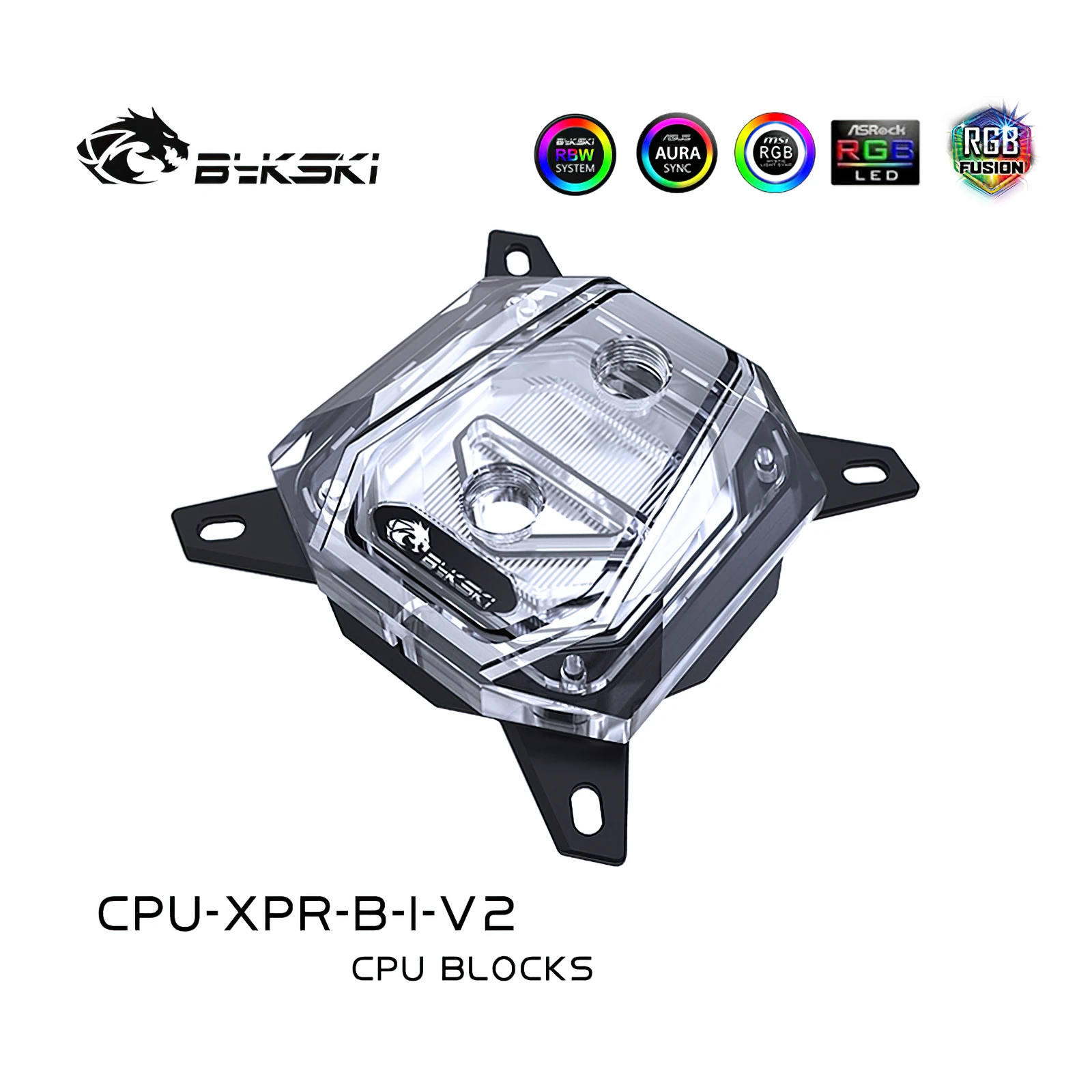 Bykski-CPU Liquid Cooling Block, RGB Cooler para Intel 115x1200, 1700, 20xx, CPU-XPR-B-I-V2