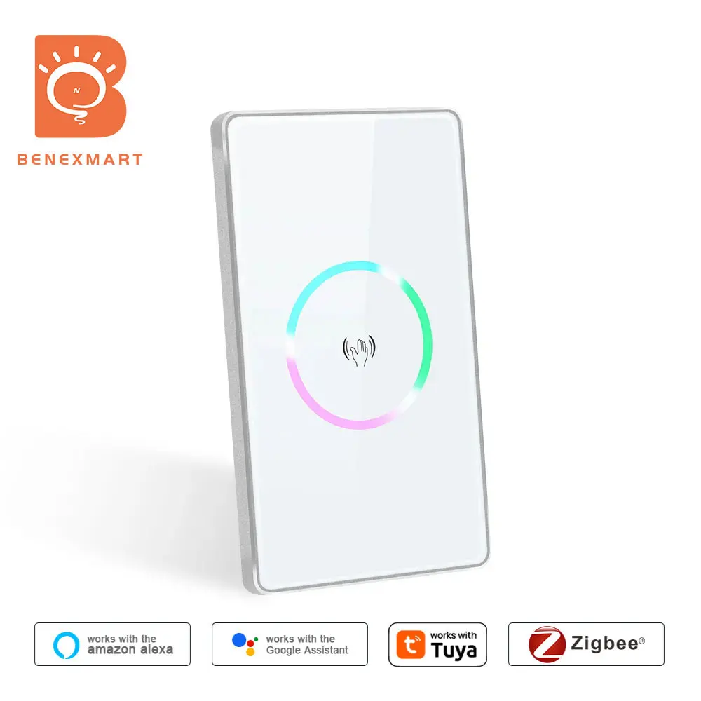 Benexmart Zigbee Smart Wave Switch with Neutral US Wall Light Interruptor Works with Tuya Smart Life App Alexa Google Home Voice