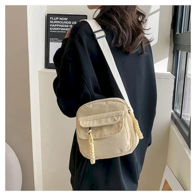 

Сумки через плечо, однотонные повседневные универсальные многоразовые холщовые сумки в корейском стиле, сумки на плечо, сумки в стиле ретро, нишевая личная вельветовая сумка