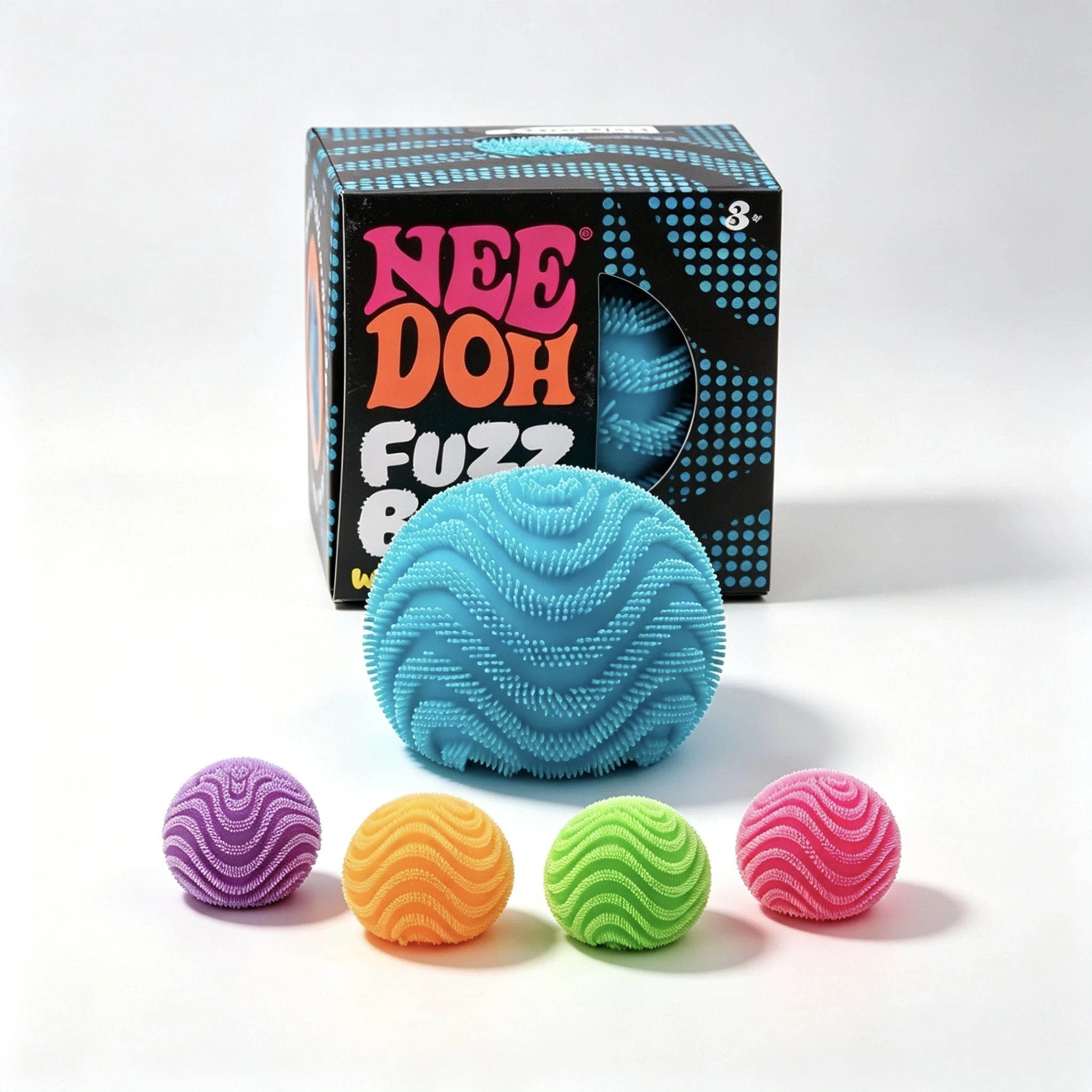 NeeDoh Fuzz Ball Blind Box Series, Desktop Ornament Stress‑Relief Toys, Fun Soft Stress Ball for People Under Pressure