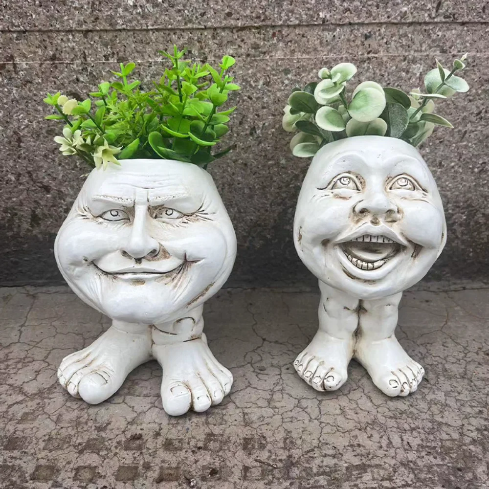 

Face Statue Planter Funny Muggle Face Sculpture Quirky Expression Flower Pot Vase Decor Flower Vase Nordic Style Home Decor