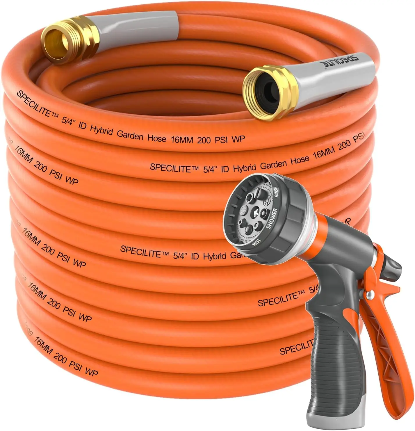 

Garden Hose 50 ft x 5/8 in Heavy Duty, Flexible and Lightweight Water Hose, Burst 600 psi, Kink-less Hybrid Rubber Hose for B