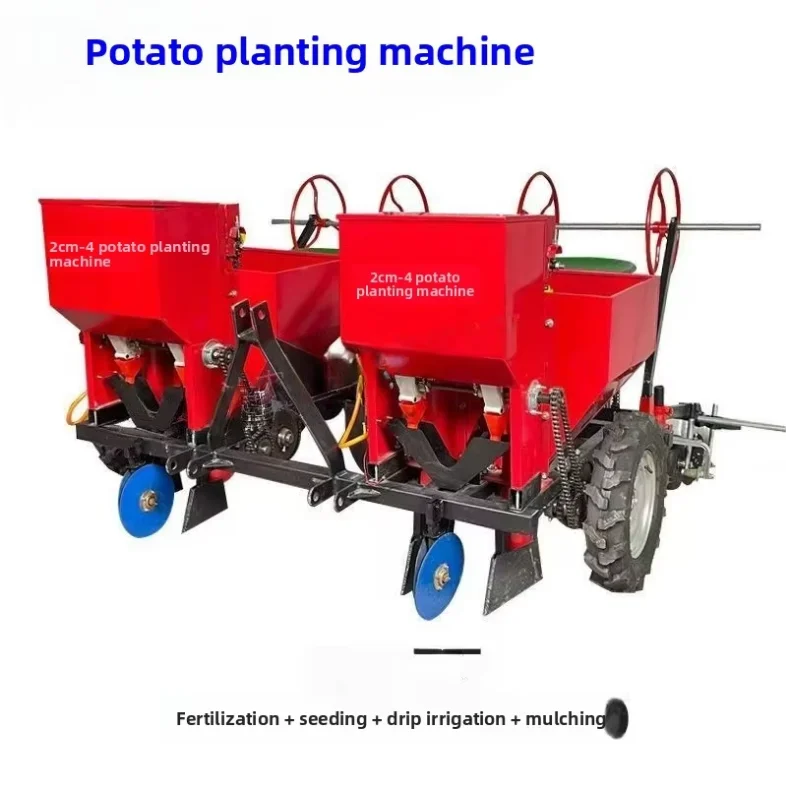 Agricultural Multifunctional Potato Seed Planting 2cm-2 Furrow-Tilling Machine Fertilizing Mulching Spraying Planter 1-Year