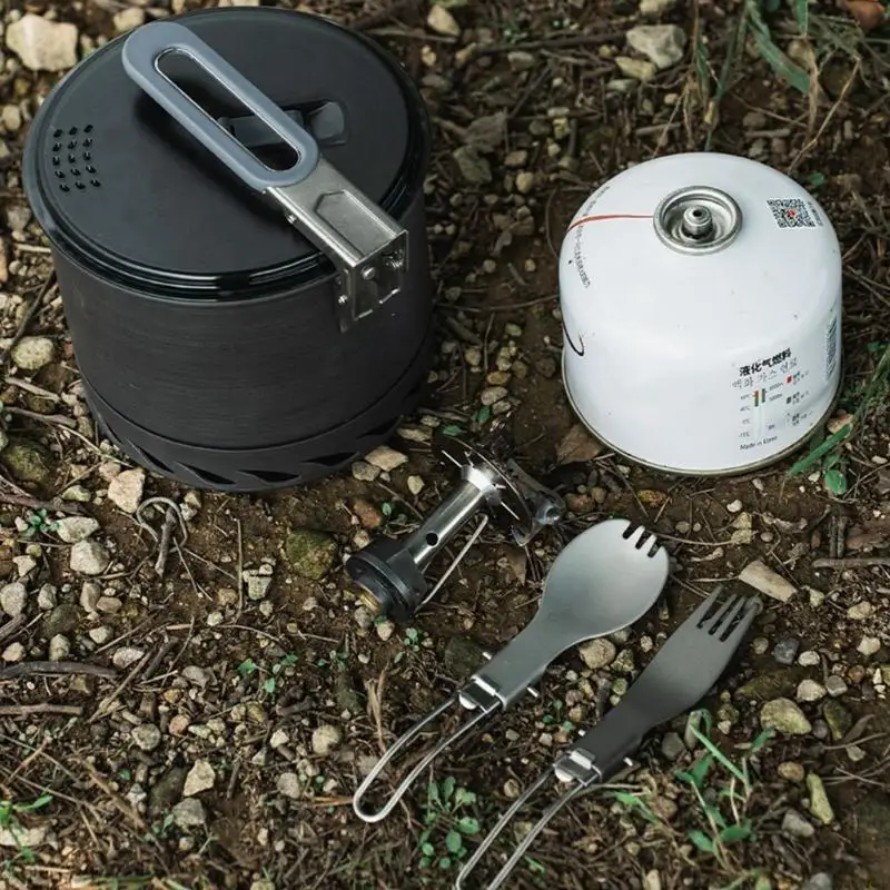 M5TC Backpacking Stove Pot Outdoor Heat Exchange Camping Cooking Pot for Outdoor