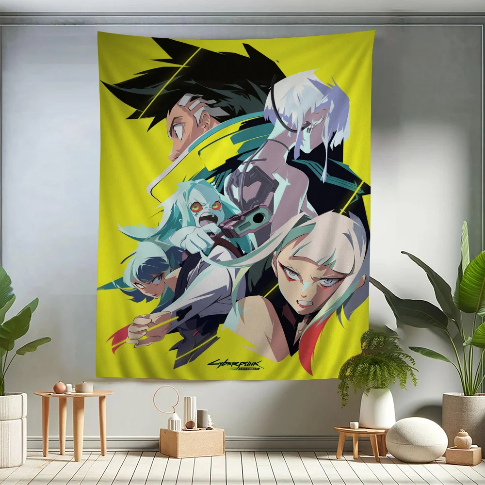 Anime Figure Cyberpunk Edgerunners Hanging Bohemian Tapestry Bohemian Wall Tapestries Mandala Cheap Hippie Wall Hanging