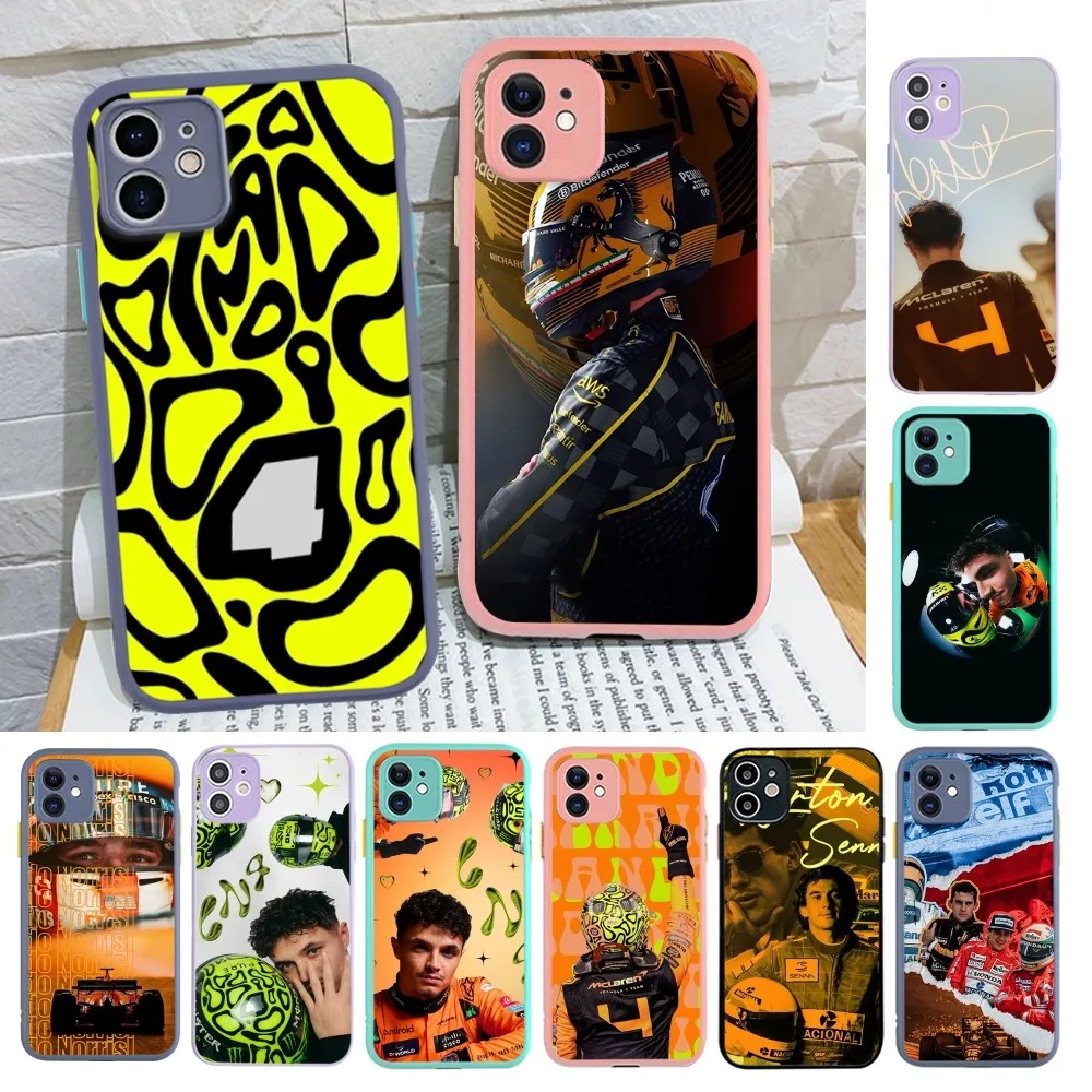 F1 Formula 1 L-Lando Norris Phone Case for iPhone 14 11 12 13 Mini Pro Max 8 7 Plus X XR XS MAX Translucent Matte Cover