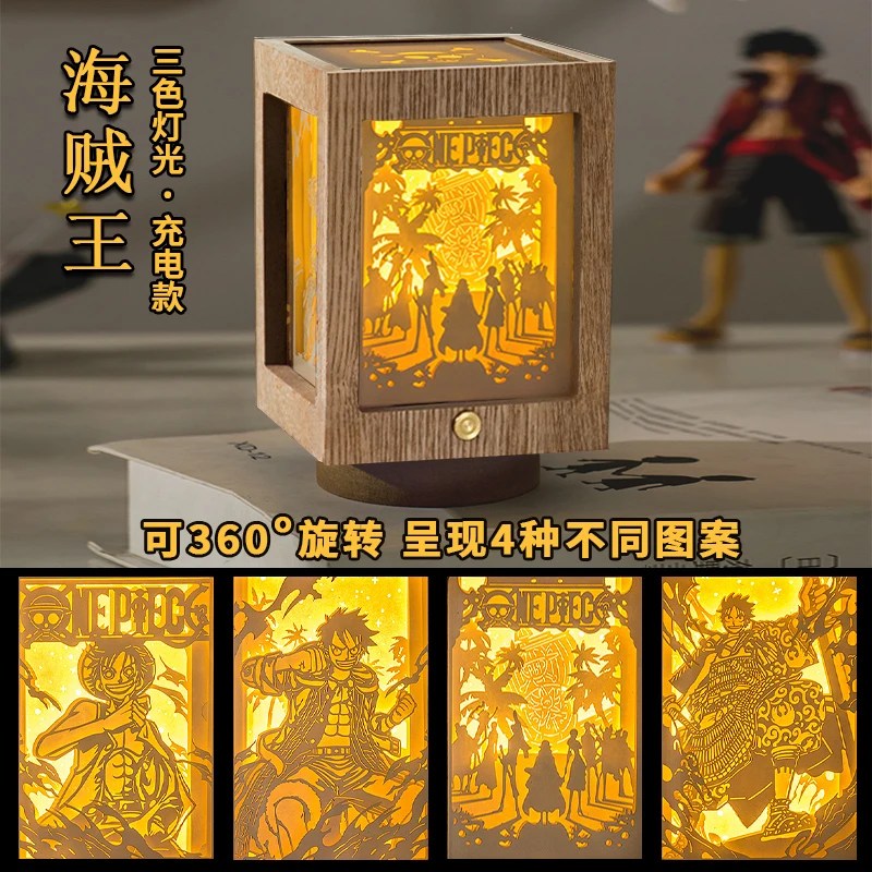 Anime uma peça luffy figura de ação luz noturna brinquedo cabeceira decoração pintura presente natal pode girar