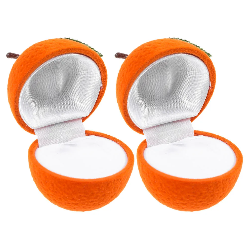

2 шт., мини-коробка для колец с фруктами, оранжевый футляр для ювелирных изделий для колец, серег, шпилек, портативный милый чехол для хранения на день рождения, праздники