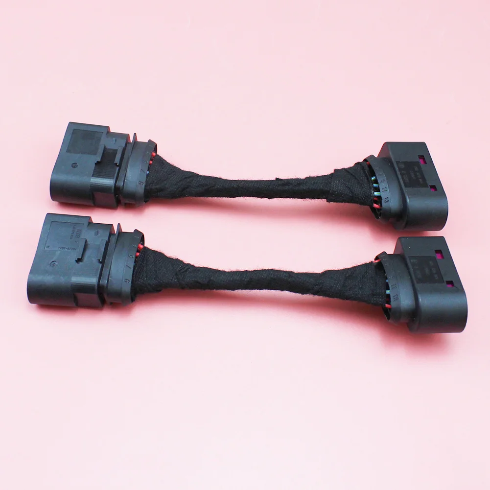 2PCS For VW Golf MK6 AUDI Xenon Headlight 10 to 14 Pin Wiring Harness Connector Plug Adapter 1J0973737 1J0973835