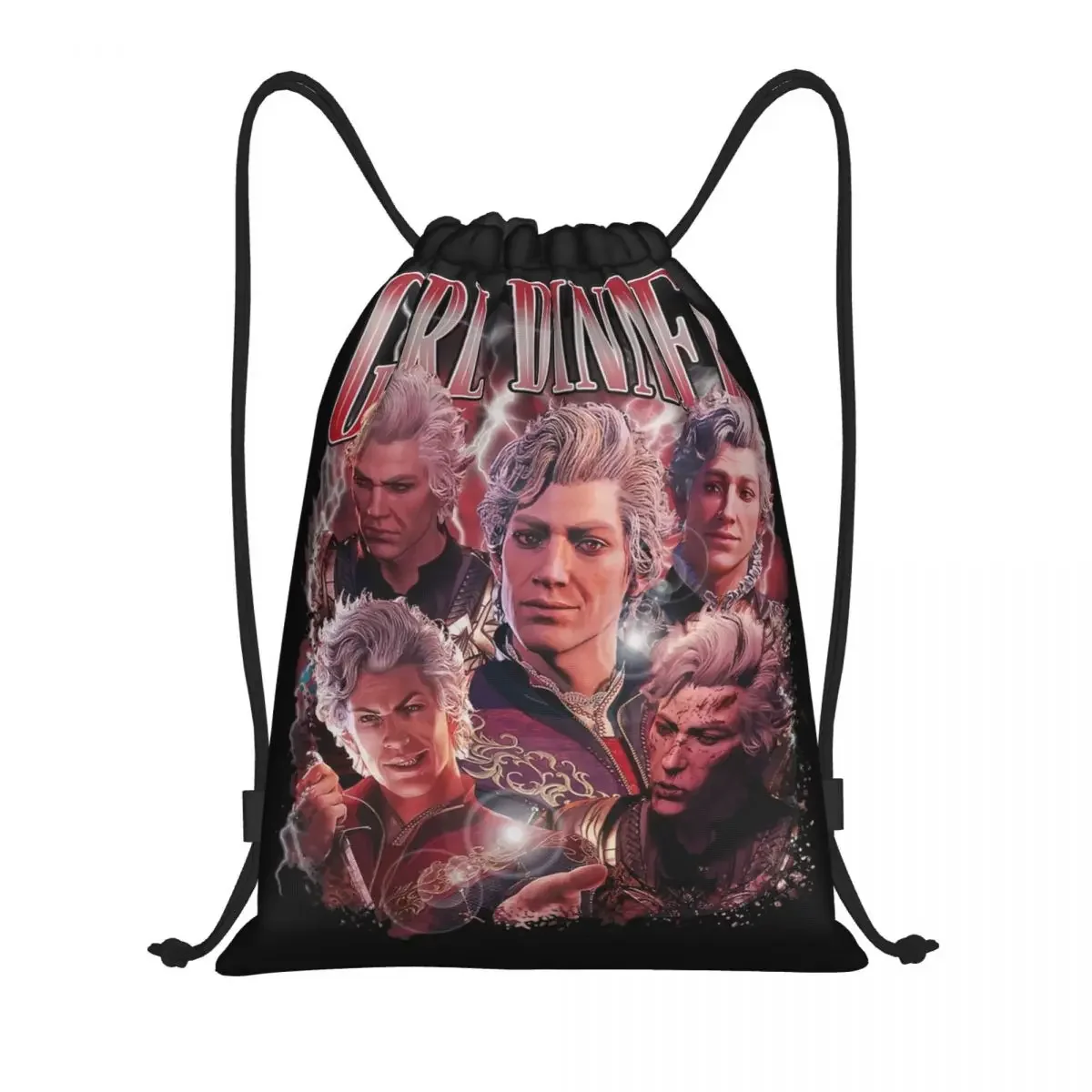 Astarion Girl Dinner Baldurs Gate Drawstring Backpack Gym Sports Sackpack String Bags for Cycling