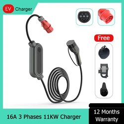 11 Kw 22 Kw 16A Mode 2 Type 2 Portable AC Ev Car Charger Station Type 2 For Home Fast 450V AC 3 Phases