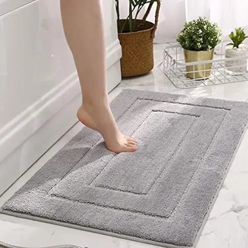 

Gray Bathroom Rugs Bath Mats for Bathroom Non-Slip Super Soft and Machine Wash Dry Bath Rugs for Floor Tub and Shower