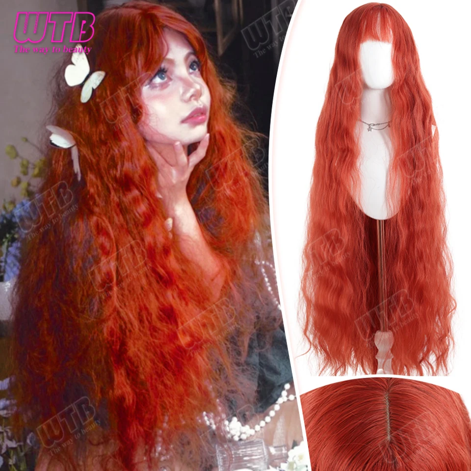 Extra Long Water Wave Synthetic Lolita Wig for Women Wave Wig with Bangs Suitable for Women Girl for Daily Wear Holidays Cosplay