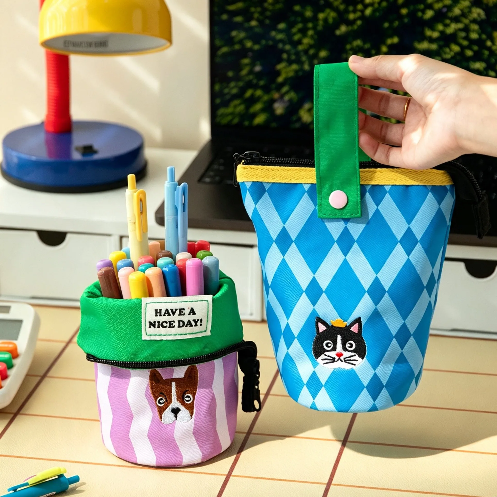 Foldable Stand Up Pencil Case Multifunctional Stationery Bag Waterproof Zipper Pen Holder With Divided Compartments For Students