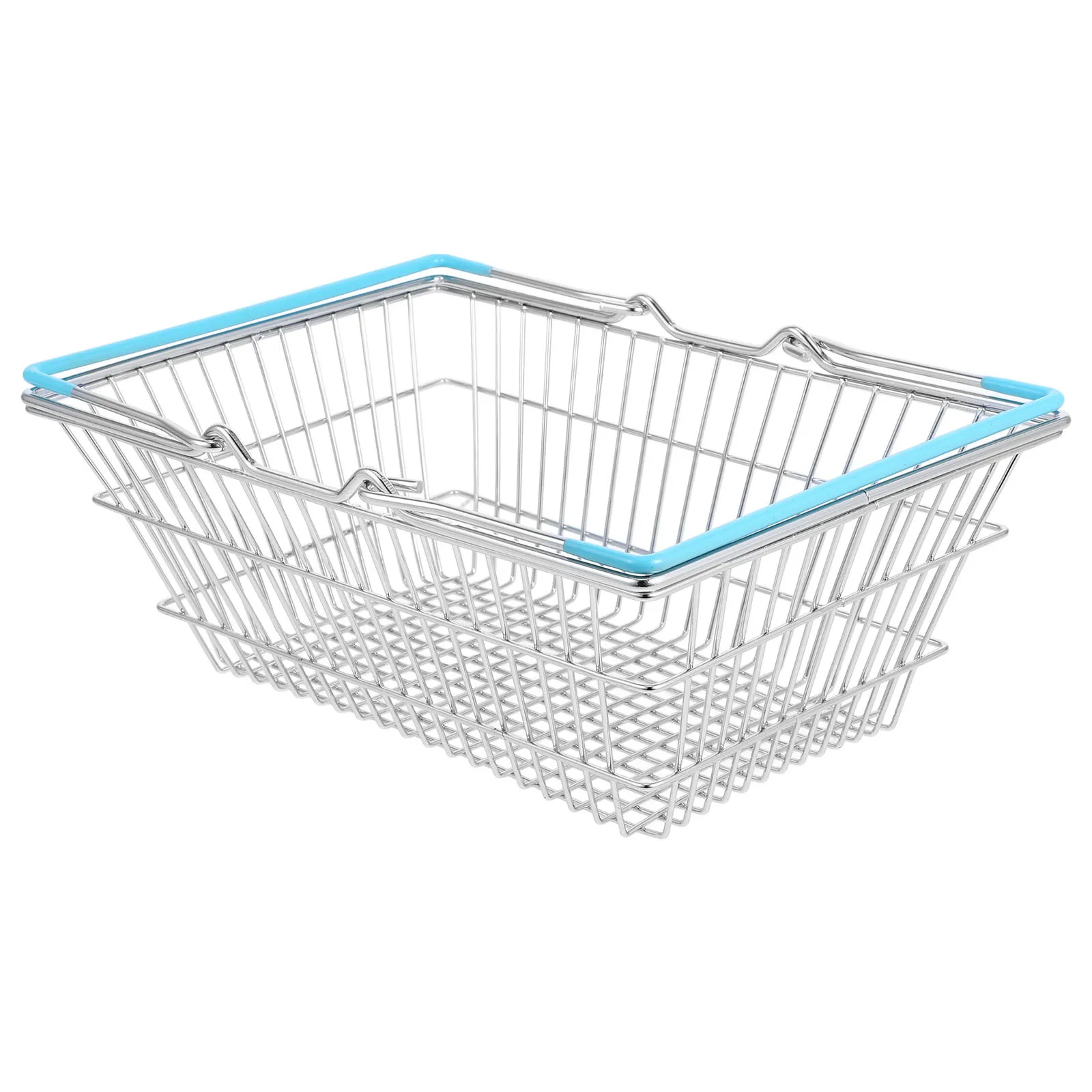 Mini Shopping Basket Iron Wire Durable Handheld Basket for Kids Play Pretend Grocery Cart Storage Toy Grocery Cart
