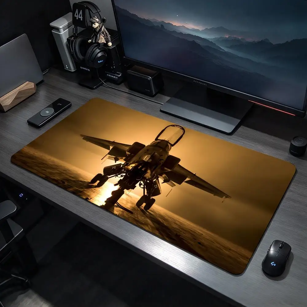 Mechanical Graphic A-American Fighter Bomber Mouse Pad Large Gaming Mousepad Desk Mat Non Slip Bottom Featuring Stitched Edges