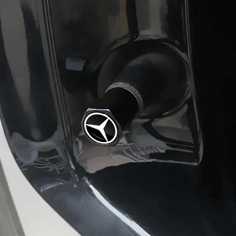 لمرسيدس بنز AMG W203 W206 W220 W205 الذكية W211 W212 W201 4 قطعة شعار سيارة معدنية عجلة الإطارات عرافة صمام قبعات الجذعية يغطي