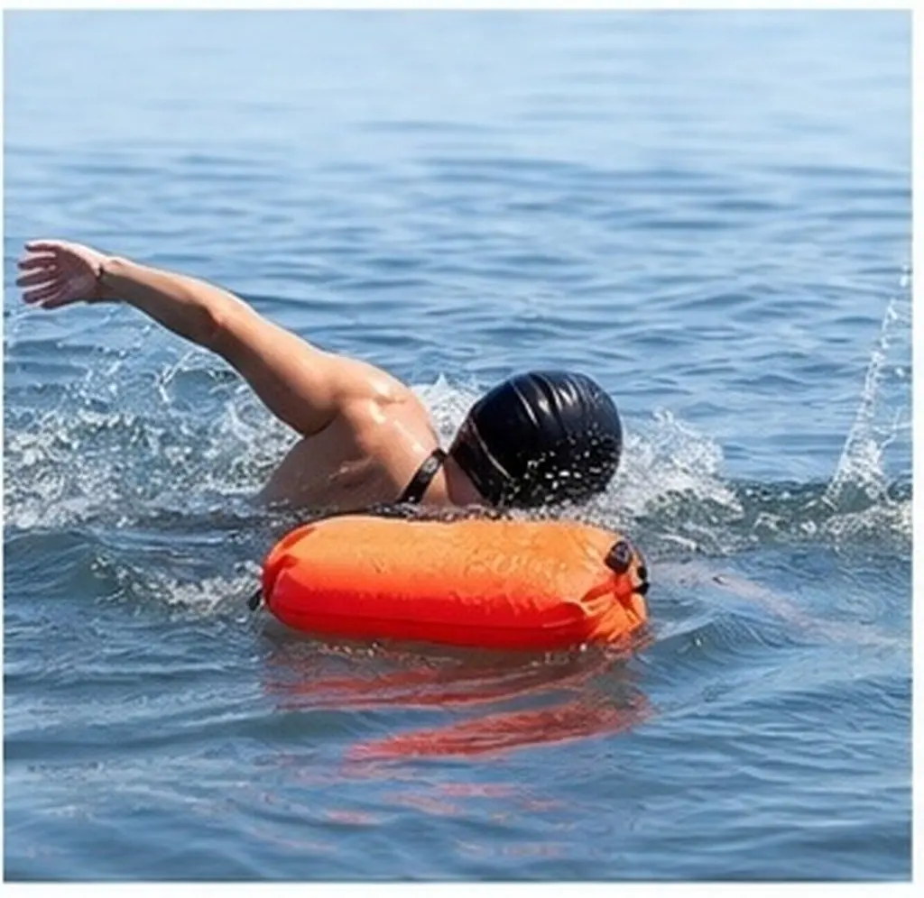 3Pcs Ultra Lightweight Bright Swim Buoy with Large Dry Bag Compartment Waterproof Floating Storage Bag for Open Water Swimming