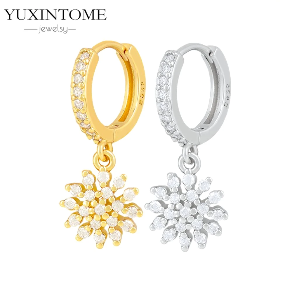 925 Sterling Silver Ear Needle Exquisite Luxury Sunflower Earrings for Women Elegant Pendant Earrings Luxury Jewelry Gifts Party