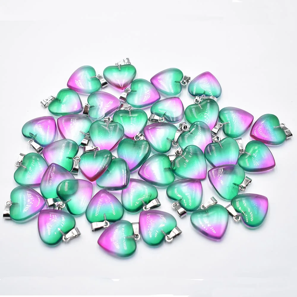 Fashion beautiful 2color glass crystal heart shape pendants 20mm for DIY jewelry making 24 50 100pcs/lot Wholesale Free shipping