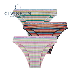 3 pz/set mutandine senza cuciture del cotone delle donne per la biancheria a strisce variopinta Sexy NKT2113 della mutanda della biancheria intima della vita bassa femminile