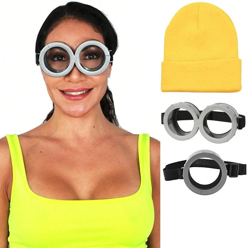 

Halloween Cosplay Costume Accessories Adult Vintage Goggles with Yellow Beanie Halloween Cosplay Party Set