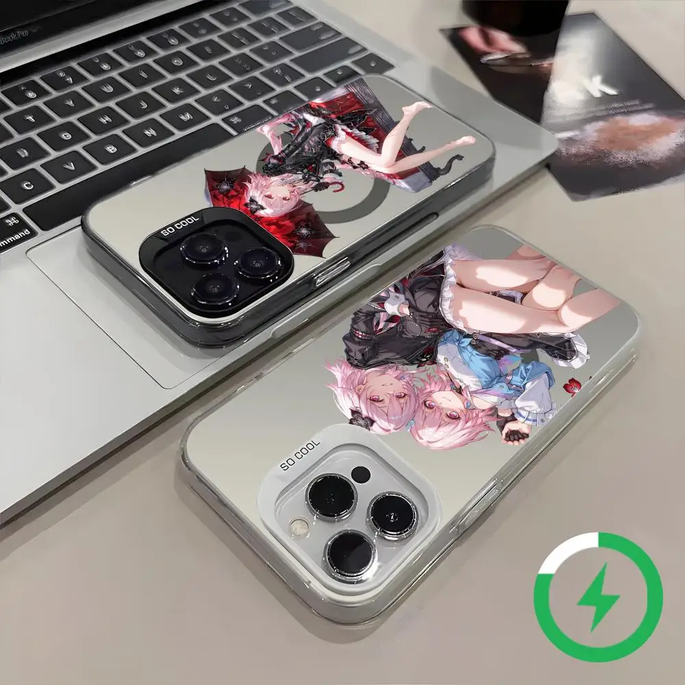 Honkai Star 7 de marzo everynight funda de teléfono magnética IMD colorida plateada adecuada para iPhone17 16 15 14 13 12 11Pro Max