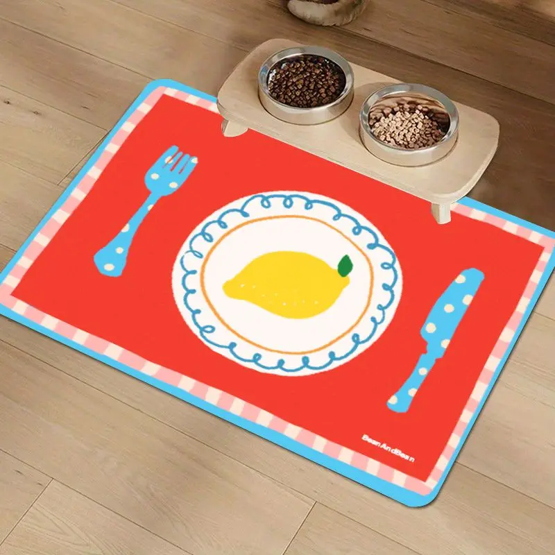 VIKAMA Cartoon Dragon & Bunny Diatom Mud Pet Feeding Mat, 8 Designs, Non-Slip Washable Absorbent Dog Cat Mat