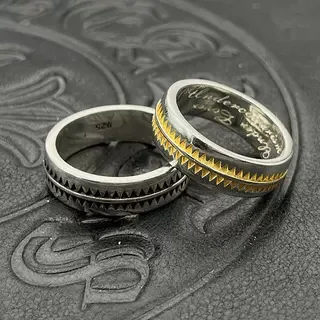 

S925 Sterling Silver Retro Sawtooth Ring Room Gold Men's Medieval Ring Heavy Industry Niche Premium