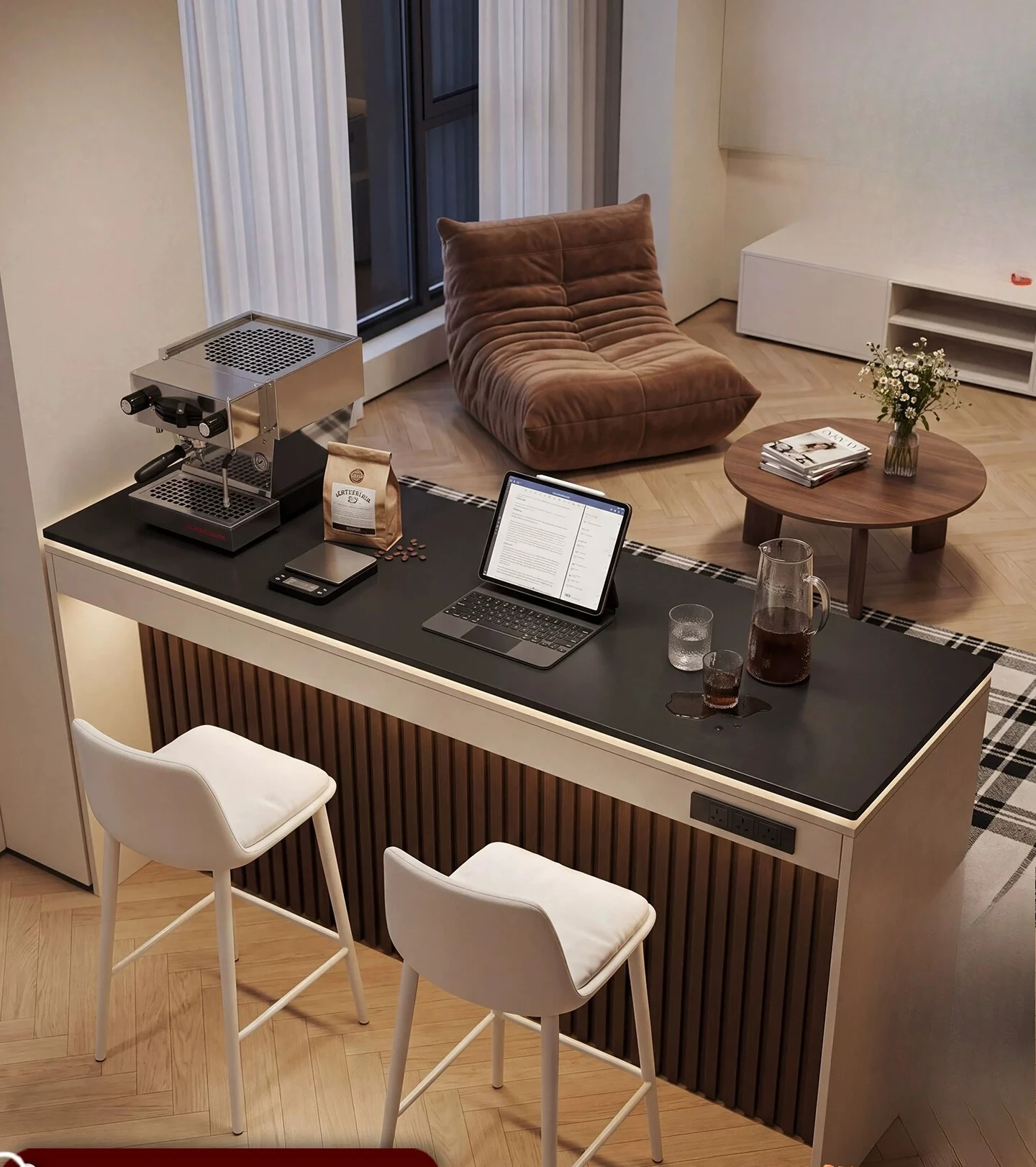 Light luxury bar table household small apartment partition cabinet sofa rear dining side cabinet rock slab island integrated