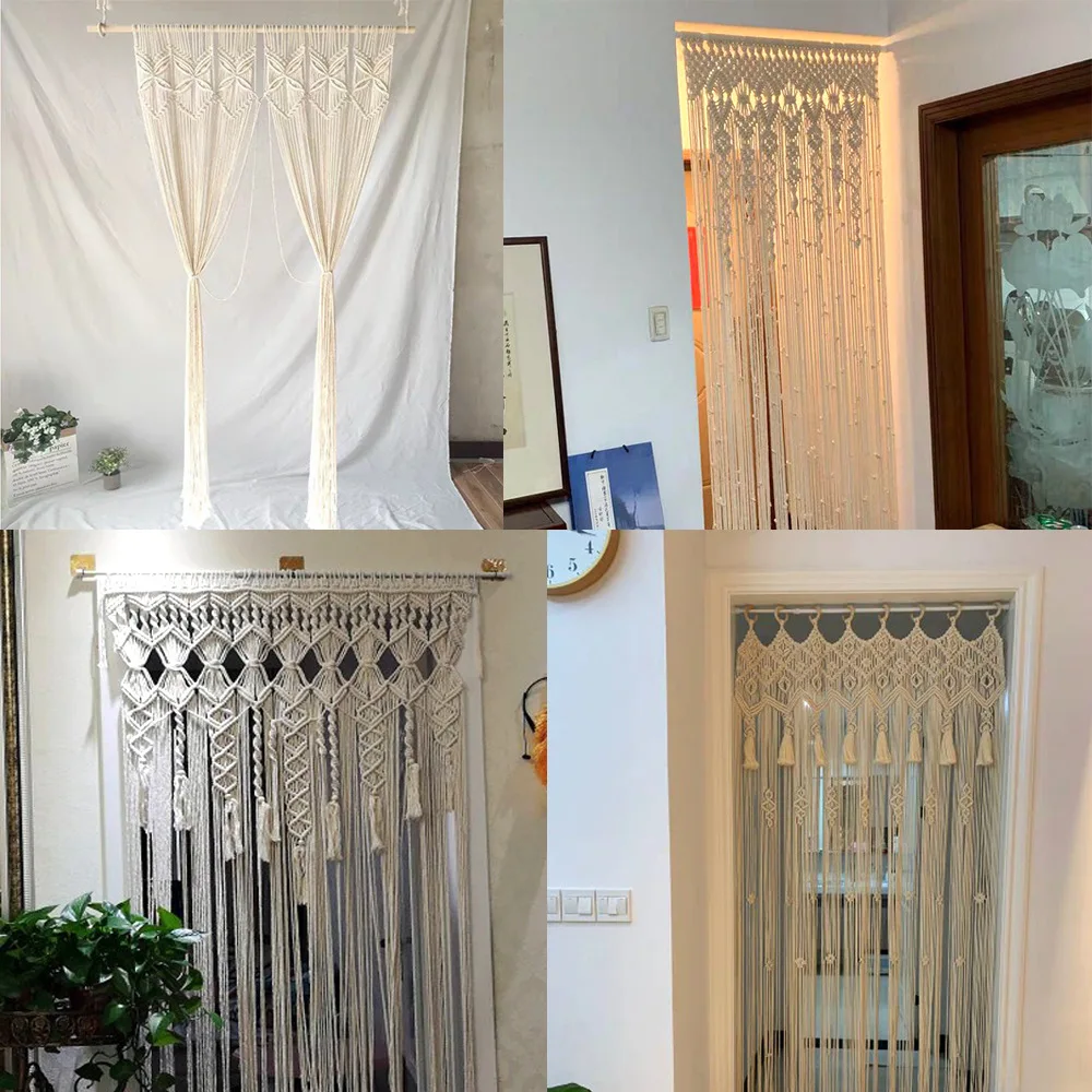Bohemian Handmade Cotton Rope Door Curtain Partition Curtain Nordic Style Living Room Soft Decoration Home Stay Hanging Decor