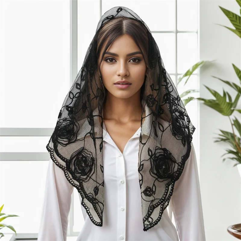 레이스 트림이 있는 헤드스카프, 스카프, 여성용 사각 스카프, 헤어밴드, 다용도 패션 웨딩 헤드스카프, 풀 커버리지, 봄